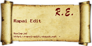 Rapai Edit névjegykártya